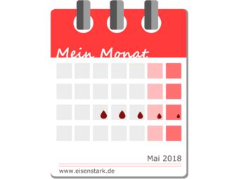 Kalendar mit eingezeichneten Mestruationszeitraum